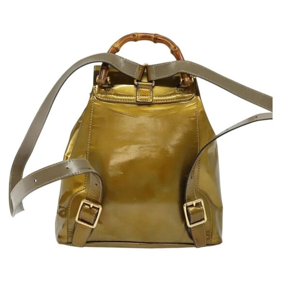 GUCCI Bamboo Backpack Enamel Gold 003 1705 0030 Auth BA4926 - Picture 3 of 15